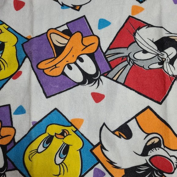 Vtg Looney Tunes Laughing Faces 85 X 56 Blanket Bugs Bunny Taz Tweety Sylvester - Picture 6 of 16